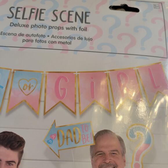 Baby Gender Reveal Selfie Scene Photo Props Set - 21 Pieces with Banner - Picture 9 of 13